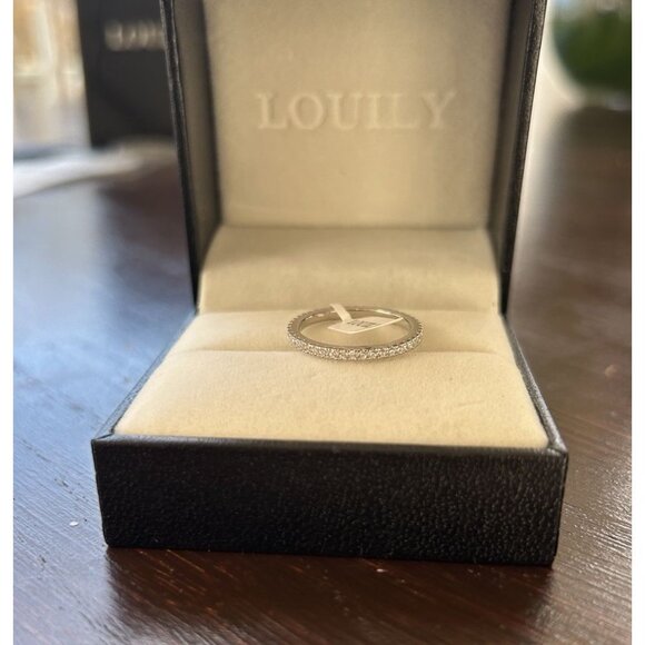 Louily Classic Full Eternity Band Thin Womens Wedding Band Sterling Silver Sz 6 - Picture 6 of 9